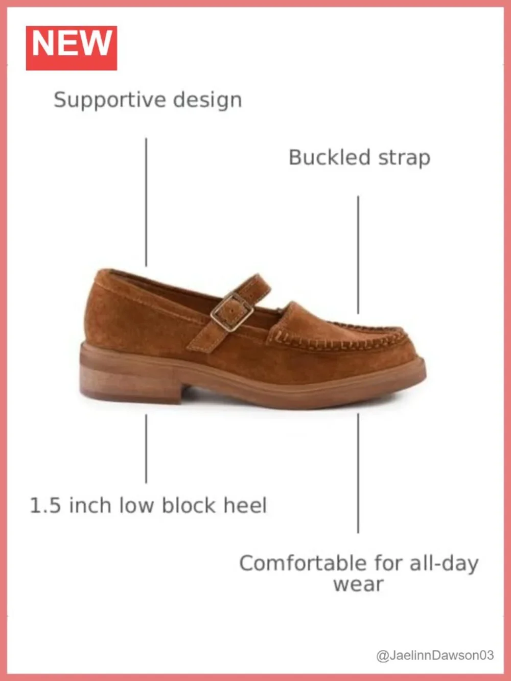 Suede Mary Jane Loafers for Women Low Block Heel Round Toe Buckled Strap